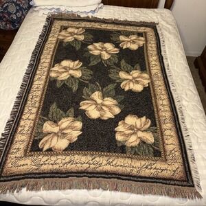 Sid Dickens Magnolias And Text Tapestry Throw By Goodwin Weaver's  62" X 41".